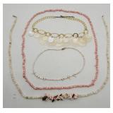 Pink Freshwater Pearls, Sea Shell Necklaces