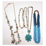 Blue Beaded Necklaces & Other