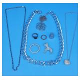 Vintage Costume Jewelry Rhinestones Necklaces Pins