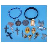 Vintage Religious Jewelry Lot Crosses Angels Jesus