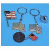Patriotic Flag Lapel Pins Key Chains USMC US Naval