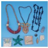 Goat Head Pendant, Starfish Pin & Other Jewelry