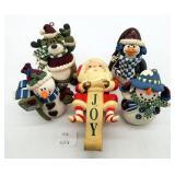 Fimo Christmas Ornaments & Vtg Plastic Santa Stock