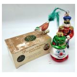 Glass Christmas Ornaments - Snowman & Spode Drumme