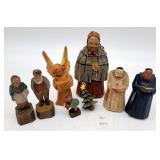 Carved Wood Folk Art Figurines & Angels