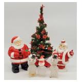 Vtg Plastic Santa Bank, Light Up & Snowmen Candy C