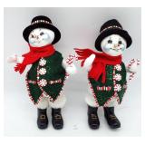 (2) 2005 Annalee Dolls Snowmen 10" T