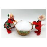 1963 Annalee Dolls Santa & Mrs. Claus w Basket