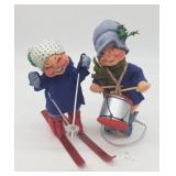 1971/84 Annalee Dolls Blue Coat Skier & Drummer
