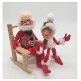 1963/2012 Annalee Santa In Chair & Red Elf Doll