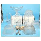 Decorative Glassware Lot - Globes, Baskets` + Silv