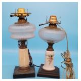 (2) Electrified Antique Oil Lamps