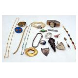 Lot of Vintage Costume Jewelry Scouting Scarab Bra