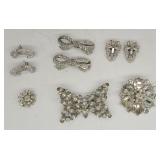 Vintage Rhinestone Jewelry Sterling Earrings Pins