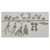 Lot of Vintage Rhinestone Jewelry Sterling Silver