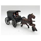 Cast Iron Amish Couple In Horse Drawn Carriage