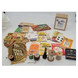 Vintage Sewing Lot, Spools of Thread, Needle Cases