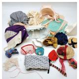 Assortment of Vintage Doll Hats, Bonnets ++