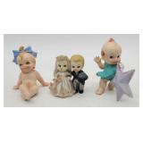 Ceramic Kewpie Style Figurines, Wedding Couple Bel