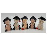 Ceramic Kewpie Style Graduation Figurines (5)