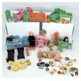 Lot of Doll House Furniture Wood Miniatures Dishwa