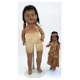 2 Native American Indian DollsLeather Beads Papoos