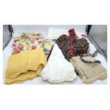 Lot of Vintage Linens Table Cloths Apron 1940s Aft