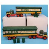 2 Vintage 1975 Hess Trucks Gasoline Fuel Oil Barre