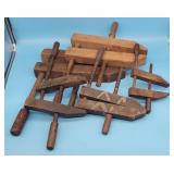 (5) Vintage Wooden Clamps Large to Small