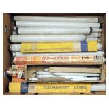 Box of Flourescent Light Bulbs Assorted Types