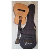 Six-string Acoustic Parlor Guitar with Kona Bag Ca