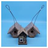(3) Small Wood Bird Houses - (1) Hardware Store