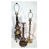 (3) Vintage Metal Table Lamps - No Shades