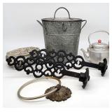 Wrought Iron Scroll Wall Candle Sconces, Galvanize