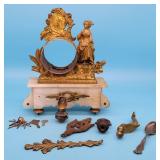 Ornamental Clock Case & Variety of Parts & Pieces,
