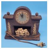 United Clock Co. Lighted Fireplace Mantle Shelf Cl