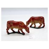 Cast Iron Grazing Cow Figurines (2)