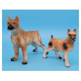 2 Porcelain Boxer Dog Figurines Japan