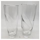 Signed Crystal Vases 9.75" T & 10" T Signed Orre