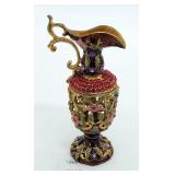 Vintage Miniature Enameled Urn w Stones 4" T
