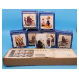 6 Norman Rockwell Mugs & Wooden Tankard Rack, Coun
