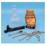 Cast Iron Nut Cracker, Bossons Chalk Head, Keys