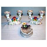 Ceramic Candle Holders & Ashtrays (Rose) Made In I