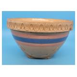 Yelloware Yellow ware Banded Mixing Bowl Pink Blue