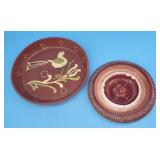 Old Eagle Pottery Folk Art Pie Plate & Native Amer