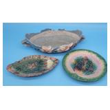 Majolica Cabbage Leaf Plates & Roseville Oval Plan