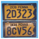 1938 Pennsylvania License Plates