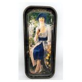 Vintage Coca Cola Coke Tray Woman in Blue Dress