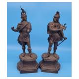 2 Spelter Soldiers Knights Statues Bookends Dragon