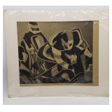 Artist Etching Ten Yard Line Football By P. Rebhun